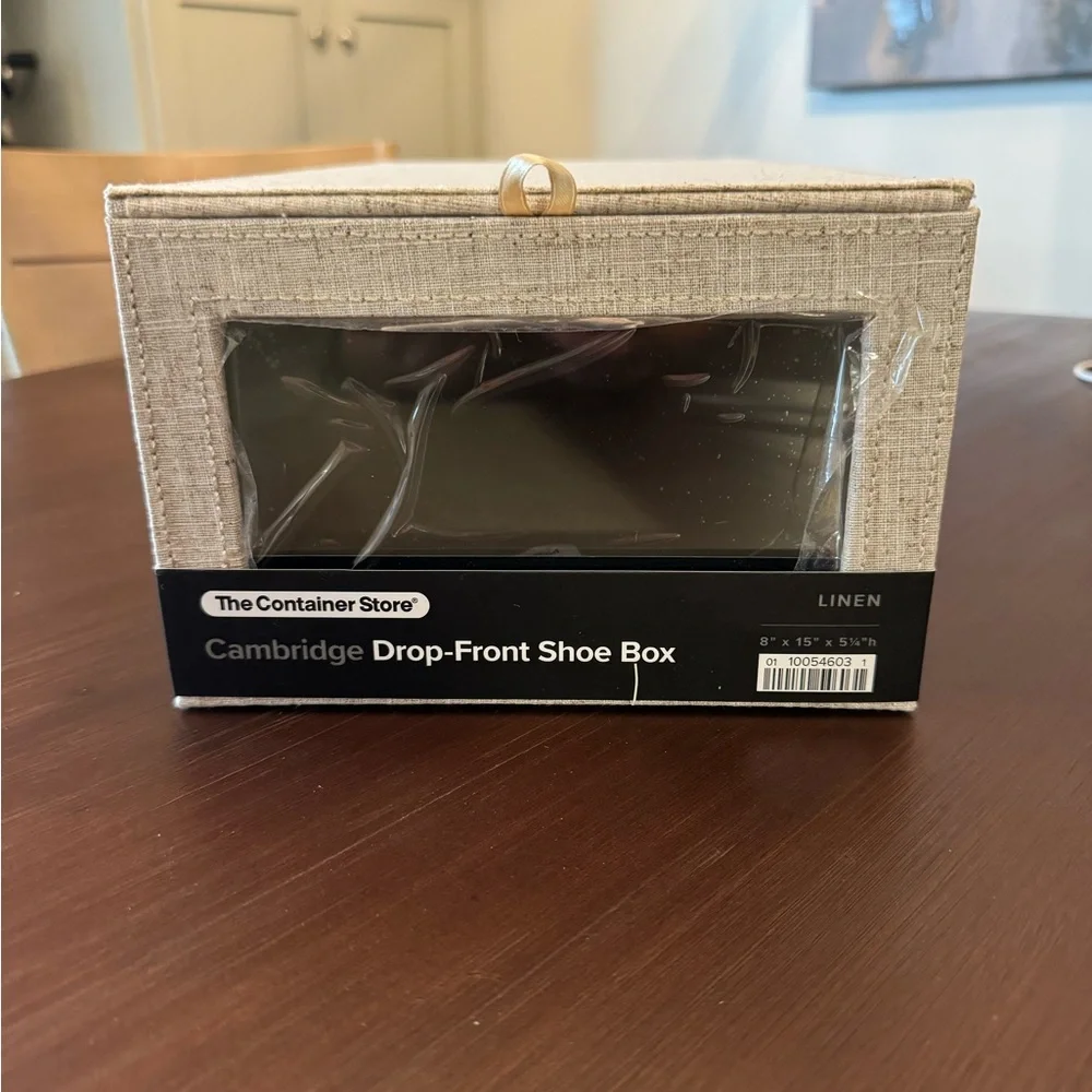 Drop-front linen shoe box - The Container Store